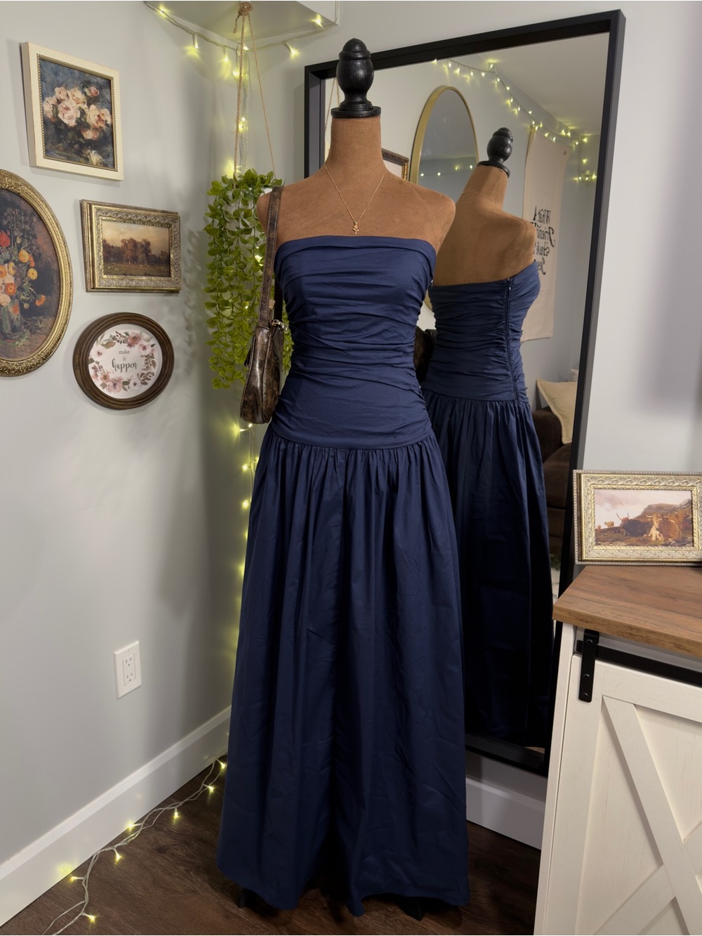 Peppermayo Carmel Navy Strapless Maxi Dress